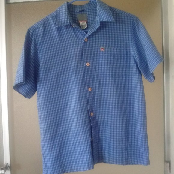 Quiksilver Boy's Button Down Dress Shirt Blue M - Picture 1 of 7
